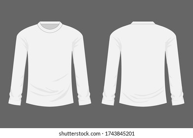 Diseño frontal y posterior de manga larga para camisetas blancas.