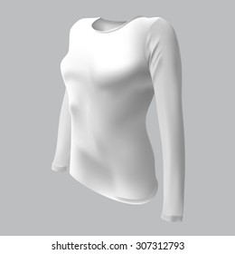 white T-shirt with long sleeves women vector