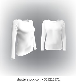 white T-shirt with long sleeves women vector