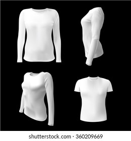 white T-shirt with long sleeves women vector, isolated, Clothing for combining, for staff, for the application of your advertising vector