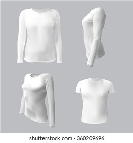 white T-shirt with long sleeves women vector, isolated, Clothing for combining, for staff, for the application of your advertising vector