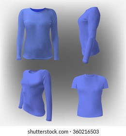 white T-shirt with long sleeves women vector, isolated, Clothing for combining, for staff, for the application of your advertising vector