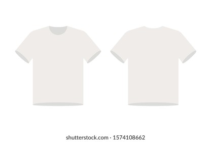 White t-shirt mock up design, front and rear view, blank shirt mockup - Vector