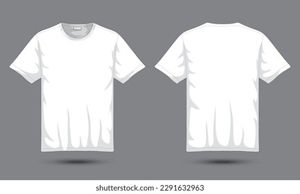 White T-shirt mockup front and back view. Vector illustration