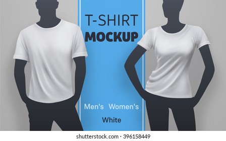 White t-shirt mockup. Vector realistic illustration