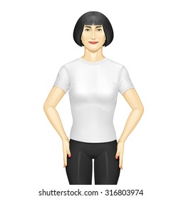 White t-shirt on model, vector.