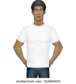 White t-shirt on model, vector.
