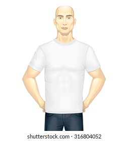 White t-shirt on model, vector.