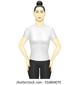 White t-shirt on model, vector.