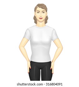 White t-shirt on model, vector.