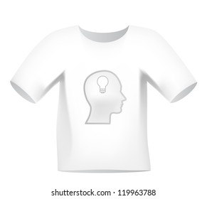 White T-shirt with overprint "head with light bulb"