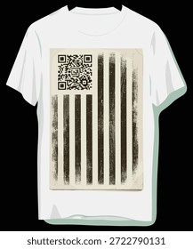 Weißes T-Shirt mit QR-Code im gestressten amerikanischen Flaggendesign