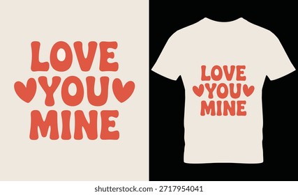 White t-shirt with red love text design isolated on black backdrop