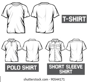 white t-shirt, short sleeve and polo
