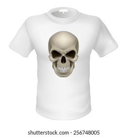 White T-shirt with a skull isolated on white