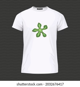 White T-shirt with starfish. Vector Illustration