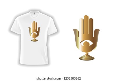 white t-shirt with a symbol