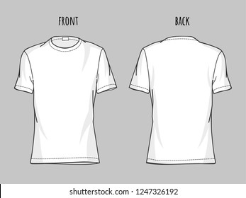 White Tshirt Template Front Back View Stock Vector (Royalty Free ...
