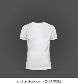 white T-shirt template isolated on black background