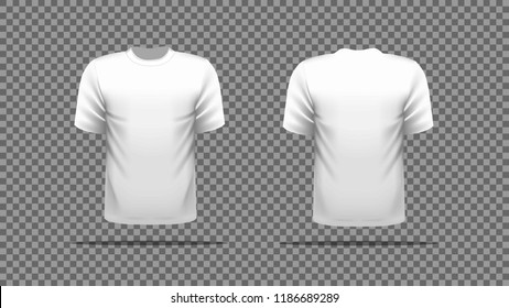 White T-shirt Template Vector, Front And Back View. 