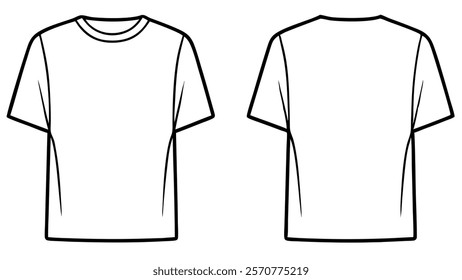 White T-shirt vector template, front and back, mockup isolated on white background