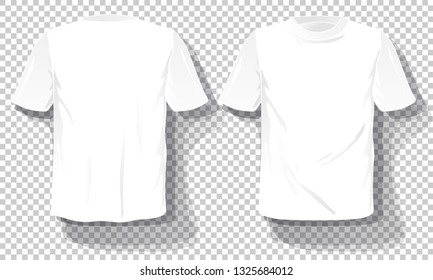 White T-shirts template Set isolated, hand drawn tee shirts transparent background. Blank vector mockup advertising template. Concept graphic printing element.