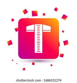 Línea T-cuadrada blanca para el icono de dibujo profesional aislado en fondo blanco. Botón Color cuadrado. Ilustración vectorial