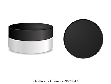 	
White tube with black round cap. Vector packaging mock up template. Mock up for your design