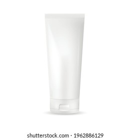 White tube mock-up for cream, tooth paste, gel, sauce, paint, glue. Packaging collection.Vector illustration isolated on white background.Eps 10.
