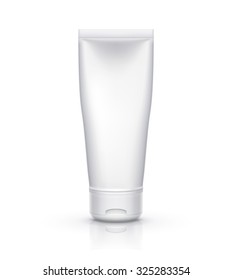 White tube mock-up for cream, tooth paste, gel, sauce, paint, glue. Vector illustration EPS 10