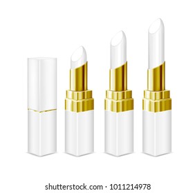 White tubes with white lipstick. Vector mock up.