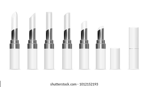 White tubes with white lipstick. Vector mock up set.