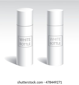 White tubular bottle template.Two objects with different prospect.