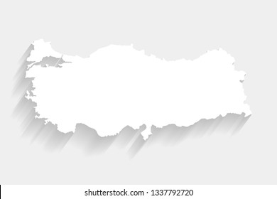 White Turkey map on gray background, vector, illustration, eps 10 file