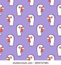 White turkey , seamless pattern on a purple background.