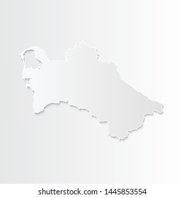 White Turkmenistan map-countries. Vector paper map of Turkmenistan on a gray background. Vector illustration.