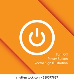 White Turn On/Off Button Isolated On Orange Background