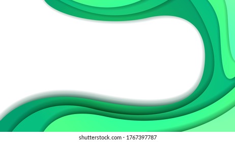 Abstraktes, weißes und türkisfarbenes Papier, gekrönter Hintergrund Vektorschatten 3D-glatte Objekte Modernes Design