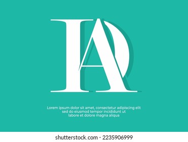 White and Turquoise color of AD initial letter design