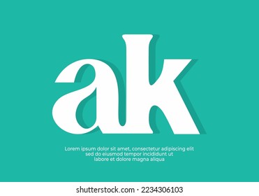 White and Turquoise color of AK initial letter design