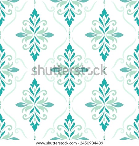 White and turquoise floral seamless pattern. Abstract vector ornament template. Paisley elements. Great for fabric, invitation, background, wallpaper, decoration, packaging or any desired idea.