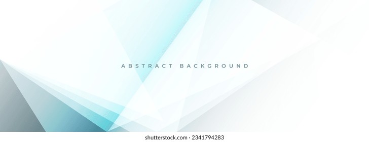 White and turquoise modern abstract wide background with geometric diagonal objects.