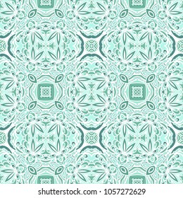 White - turquoise seamless ornamental vector texture