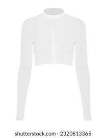 White turtle neck  crop t shirt. vector