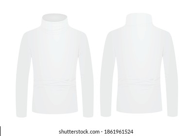 White turtle neck long sleeve t shirt. vector illustration
