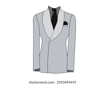  White tuxedo and black tie on a white background. Photo of the fashion theme of men's formal wear for formal occasions.