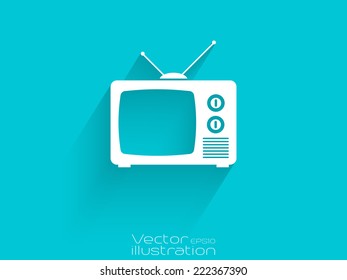 White tv icon on blue background - EPS10