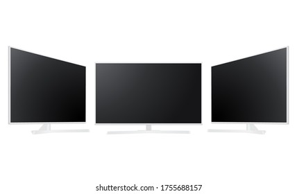 White TV set mockup isolated on white background. Vector illustration