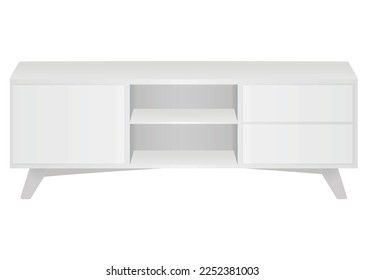 White TV table. vector illustration