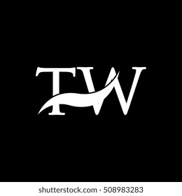 White TW Swoosh Logo Vector